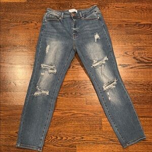 Distressed Blue Jeans